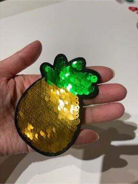 Sew on Sequin Pineapple Patch - Gold and Green